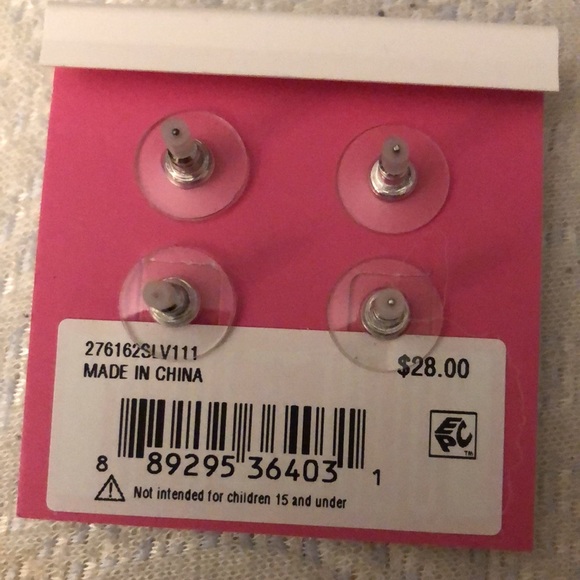 Betsey Johnson Silver Tone Heart & Cat Stud Earring Set CZ Accents NWT - Picture 12 of 12